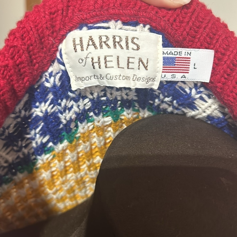 Harris of Helen Green, Red, and Blue Vintage Winter Christmas Sweater Size Large - Picture 6 of 6